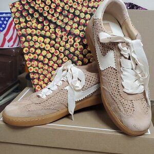 COPY Dolce Vita Tan and White Woven Sneakers